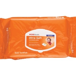 slide 1 of 1, CVS Health Ultra Soft Cleansing Wipes Solo Softpak, Scented, 72 ct