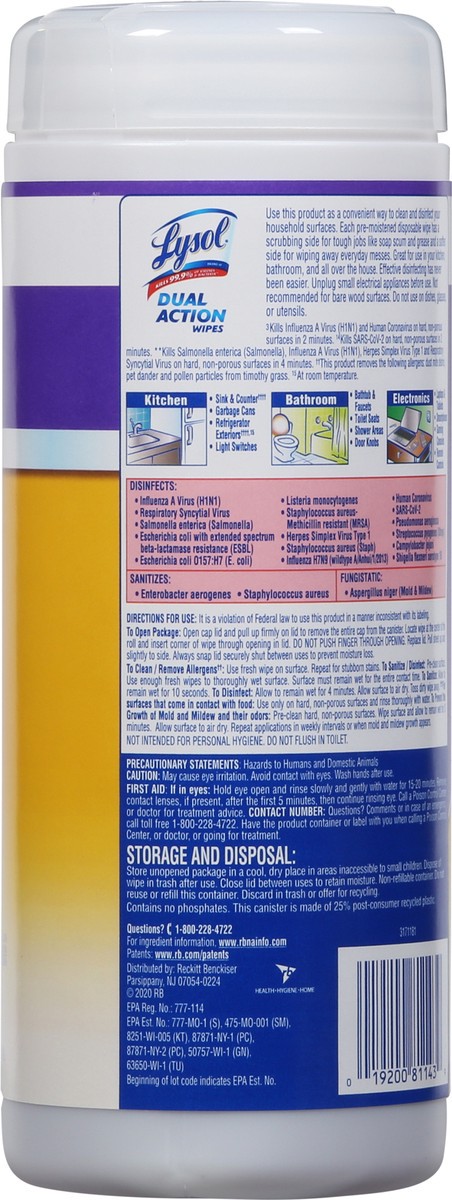 slide 9 of 9, Lysol Dual Action Wipes - 35 ct., 70 ct