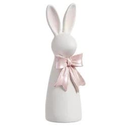 9.5 in Resin Bunny With Pink Bow