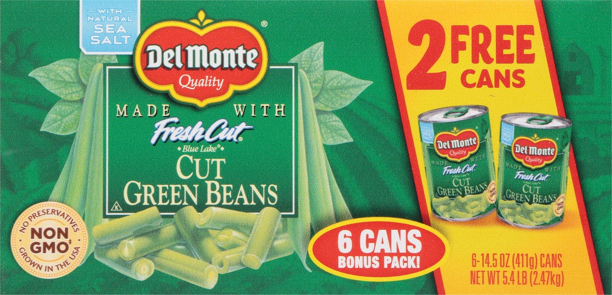 slide 2 of 13, Del Monte Fresh Cut Green Beans Bonus Pack 6 - 14.5 oz Cans, 6 ct
