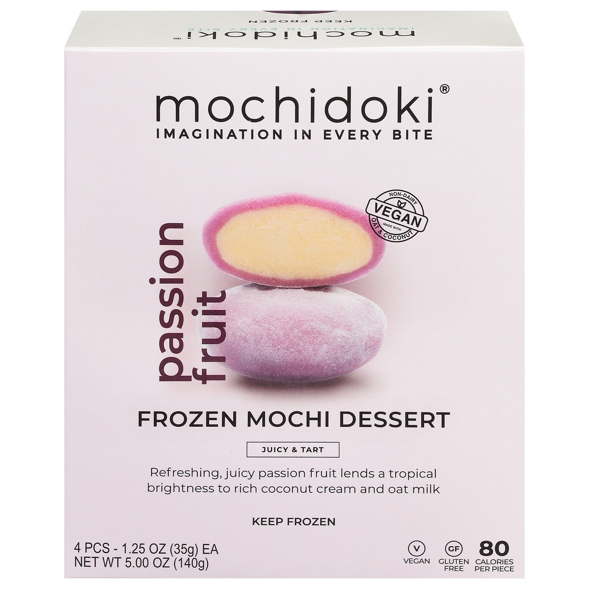 slide 1 of 9, Mochidoki Passion Fruit Frozen Mochi Dessert 4 - 1.25 oz Packs, 4 ct