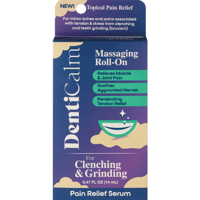 slide 1 of 1, DentiCalm Massaging Roll-On Pain Relief Serum 0.47 fl oz, 0.5 fl oz
