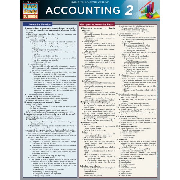 slide 1 of 1, QuickStudy Guide, Accounting 2, 1 ct