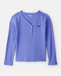 Oshkosh Girls Bow Henley Top - Blue Blue 10