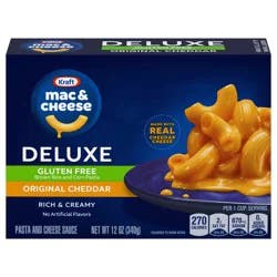 Kraft Deluxe Gluten Free Mac and Cheese, Brown Rice and Corn Pasta, 1 Box, for Easy Dinner or Dinner Sides, Original Cheddar Flavor, No Artificial Flavors, 12 oz