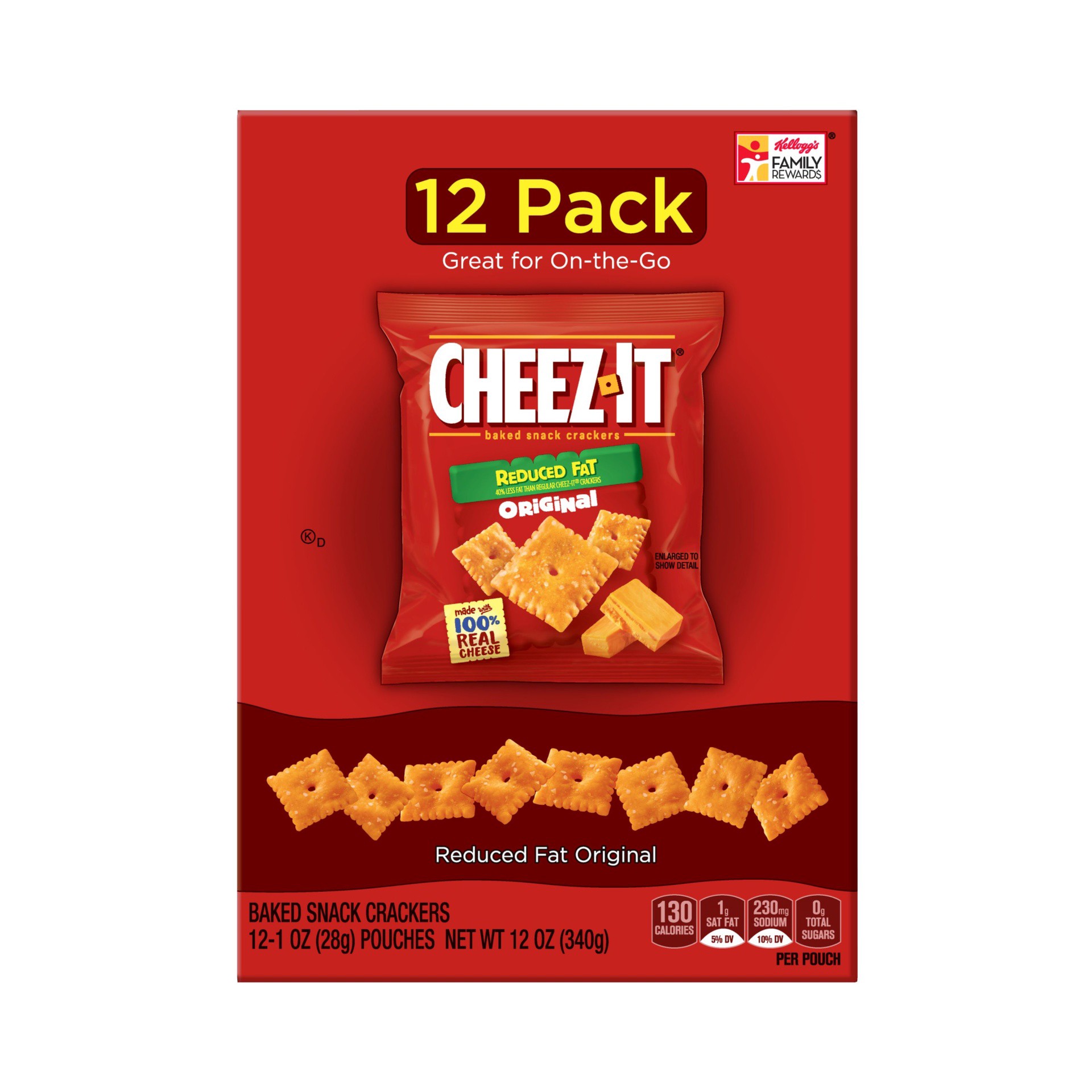 slide 2 of 7, Cheez-It Reduced Fat Baked Snack Crackers, 12 ct; 1.25 oz