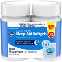 slide 1 of 1, Kroger Maximum Strength Night-Time Sleep-Aid Softgels Twin Pack, 2 pk; 96 ct