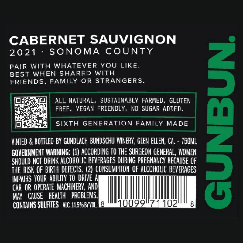 slide 3 of 6, Gundlach Bundschu Winery GUNBUN Cabernet Sauvignon Red Wine - 750ml Bottle, 750 ml