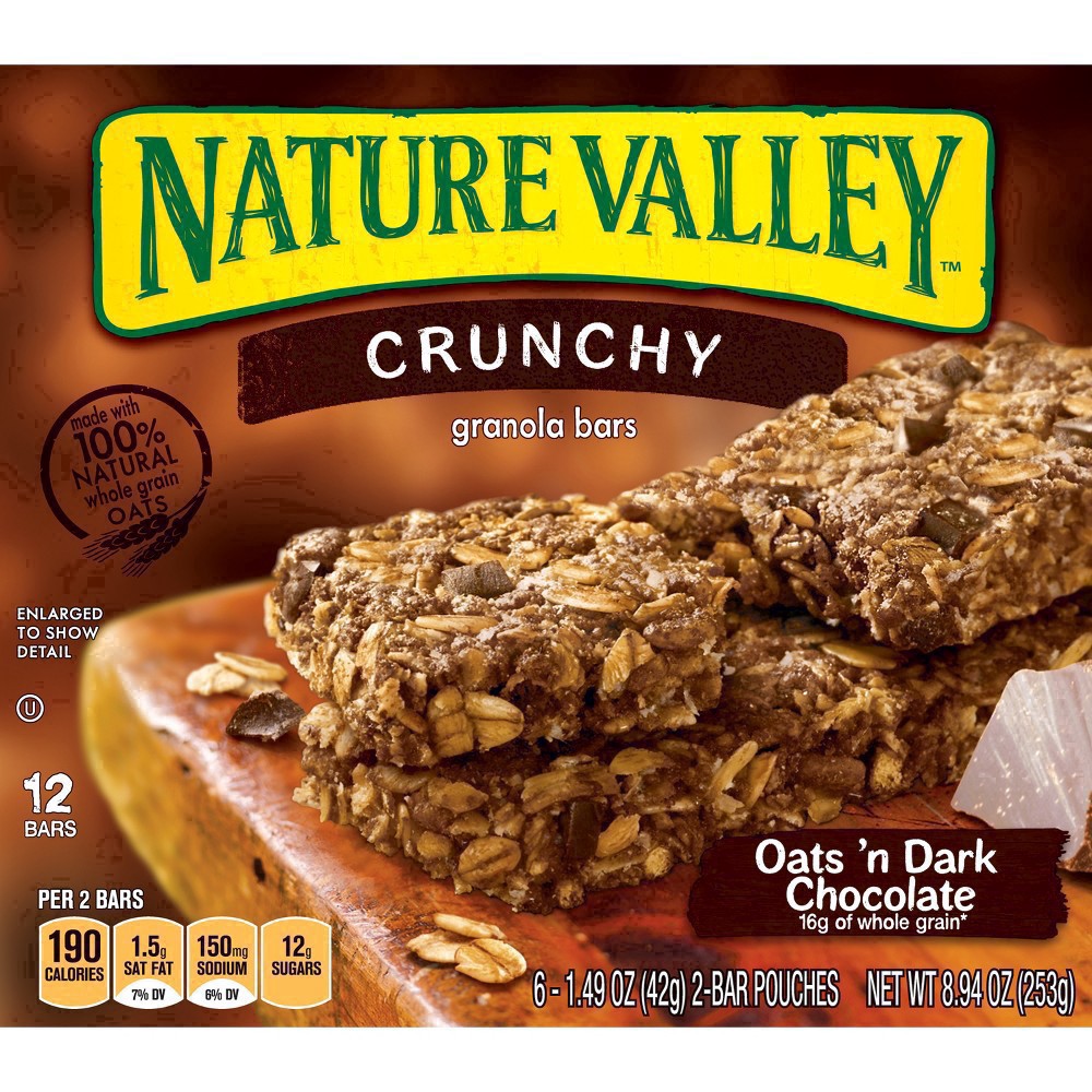 slide 42 of 137, Nature Valley Crunchy Granola Bars, Oats 'n Dark Chocolate, 6 ct, 12 bars, 6 ct