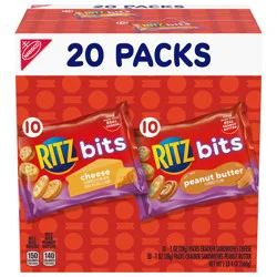 RITZ Bits Cheese and RITZ Bits Peanut Butter Sandwich Crackers Variety Pack, Lunch Snacks, 20 Snack Packs