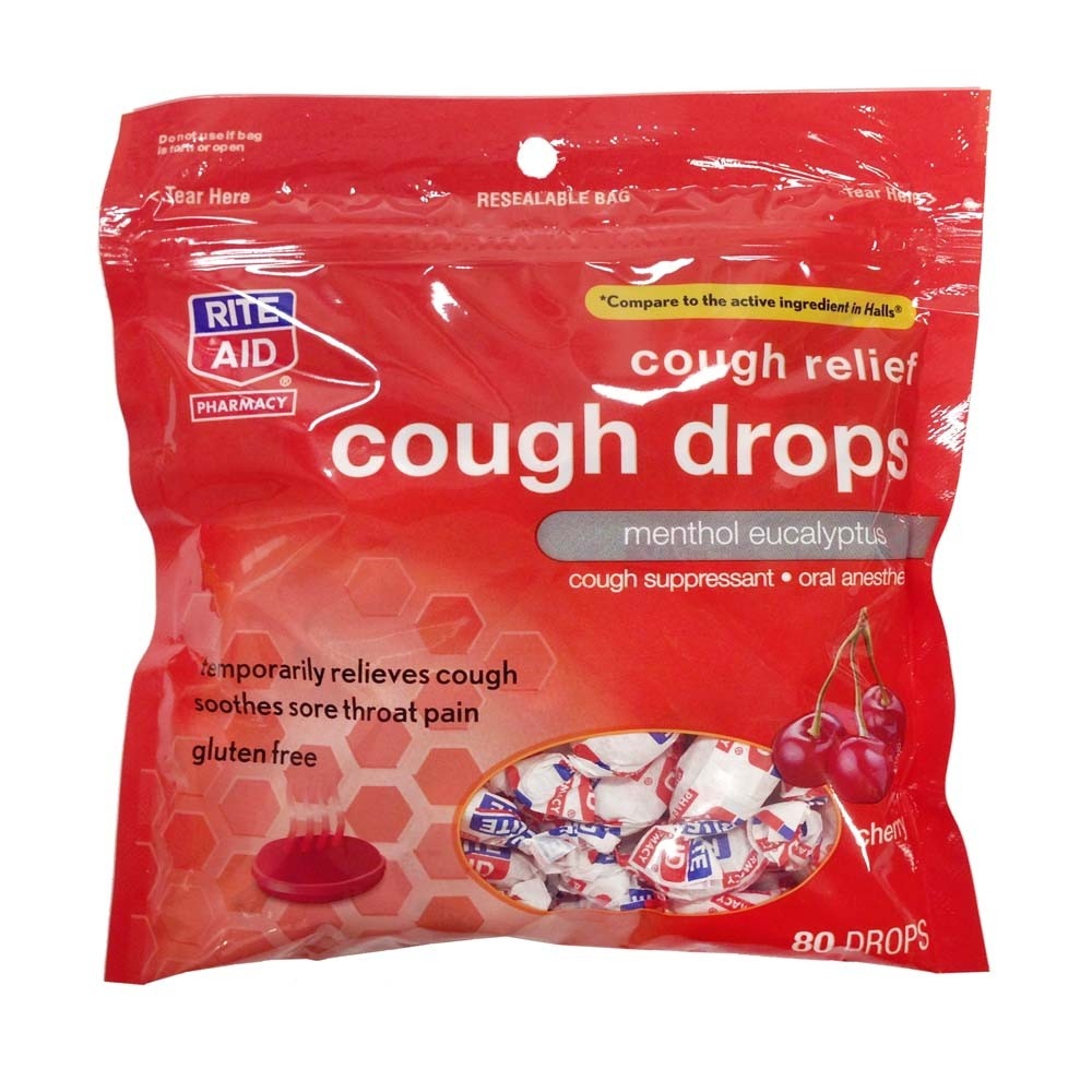 slide 1 of 1, Rite Aid Cough Drops, Cherry, Value Pack, 80 ct