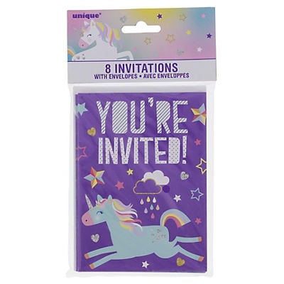 slide 1 of 1, Unique Unicorn Invitations, 8 ct