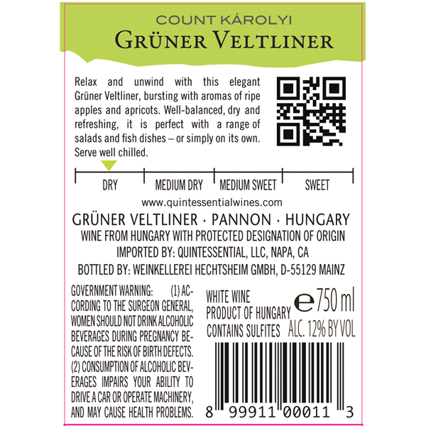 slide 3 of 5, Count Karolyi Gruner Veltliner, 750 ml