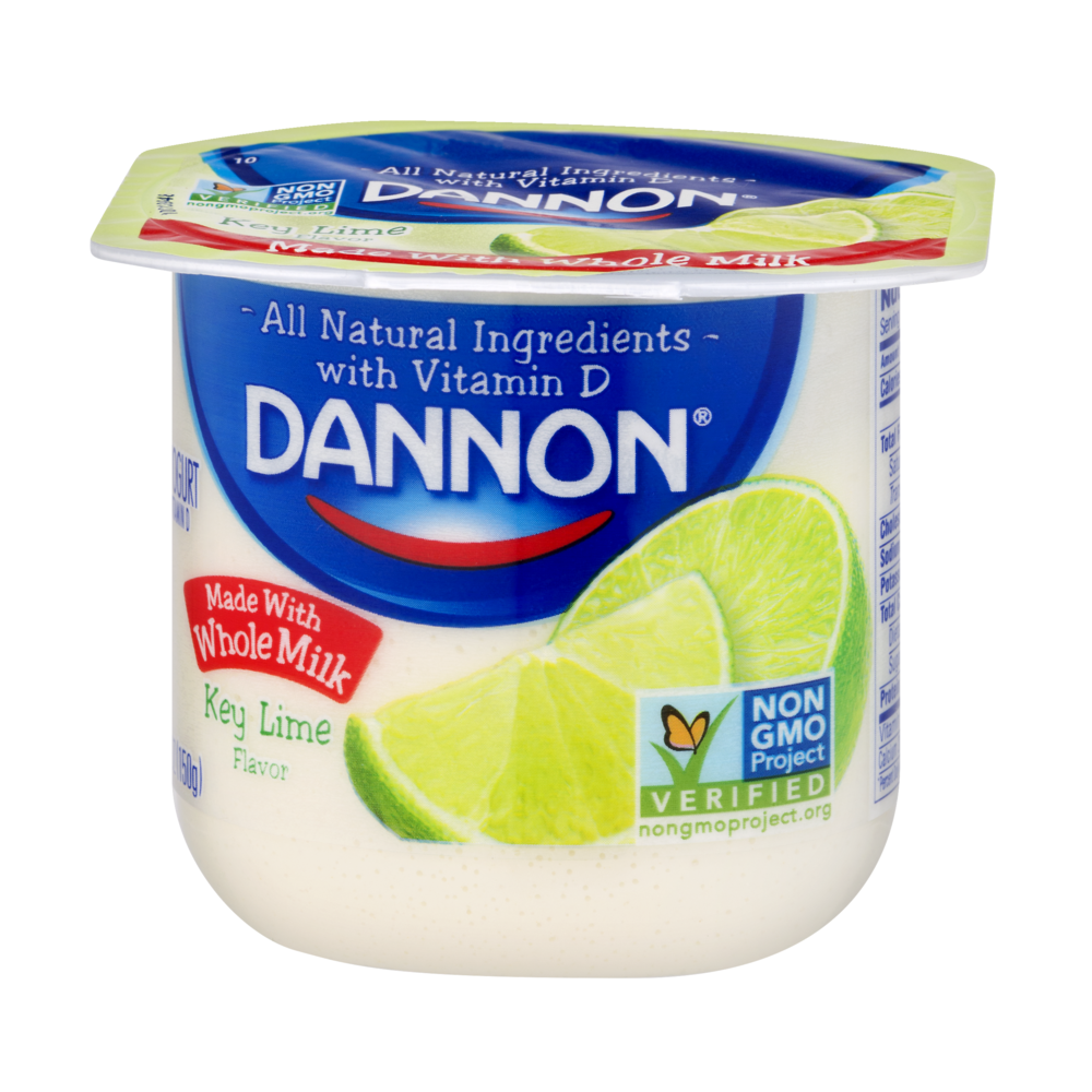 slide 1 of 4, Dannon Brand Blended Whole Milk Yogurt Key Lime, 5.3 oz