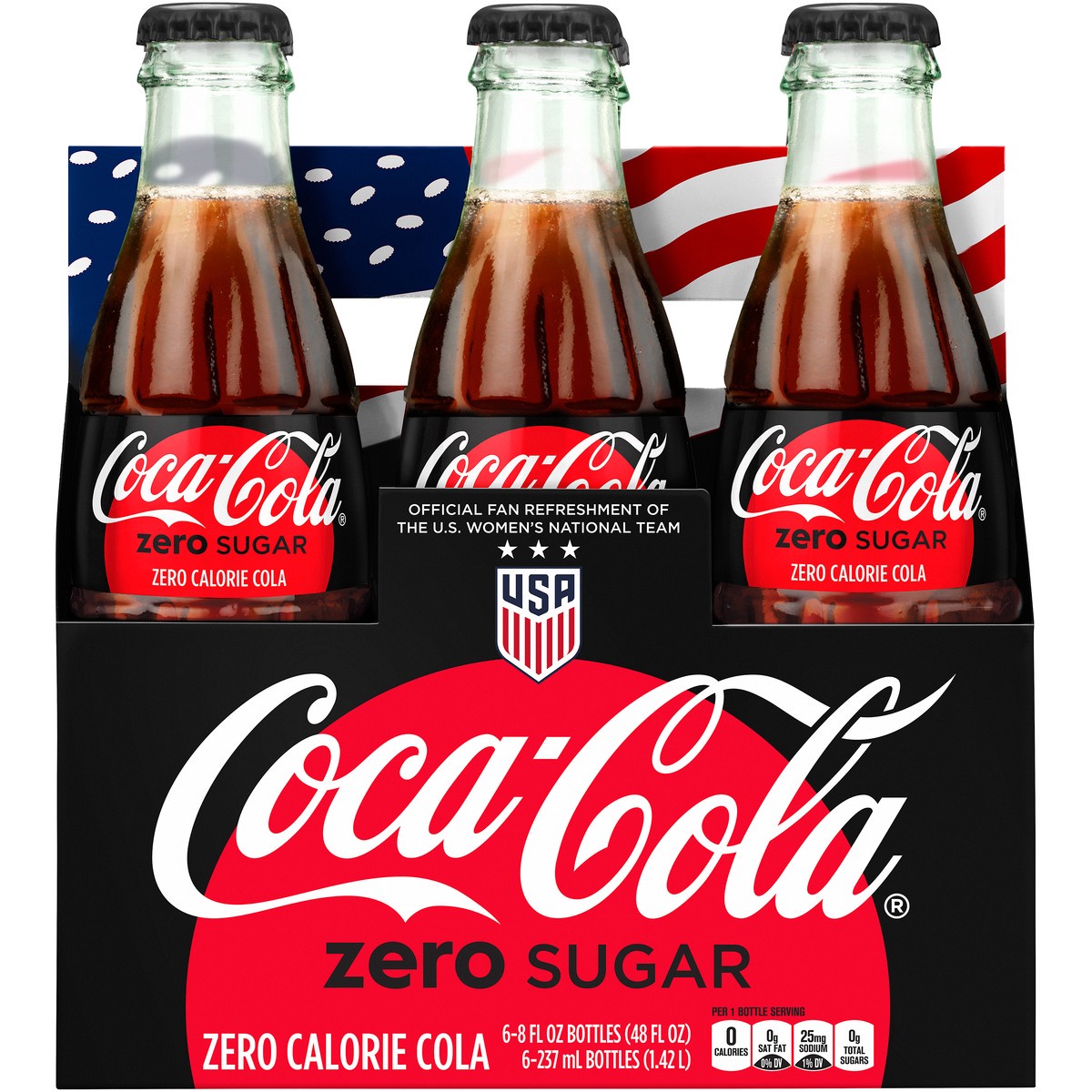 slide 1 of 1, Coca-Cola Coke Zero Sugar Diet Soda Soft Drink, 8 fl oz, 6 Pack Glass Bottles, 6 ct; 8 fl oz