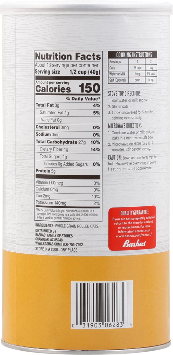 slide 7 of 13, Bashas Old Fash Oats, 18 oz