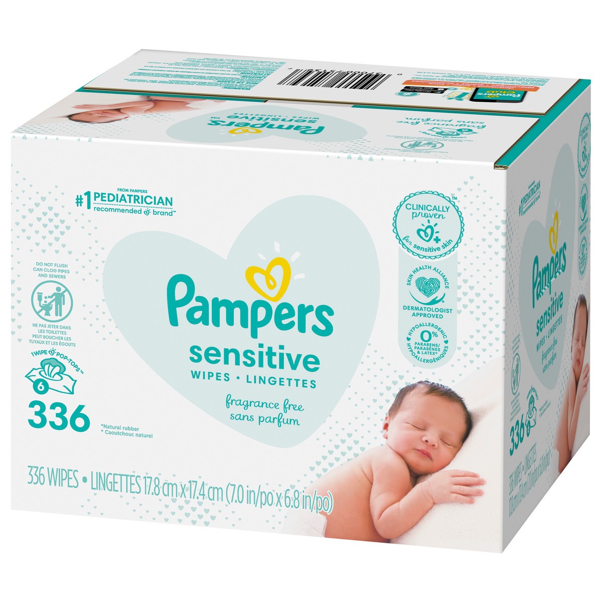 slide 3 of 4, Pampers Baby Wipes Sensitive Perfume Free 6X Pop-Top Packs 336 Count, 336 ct