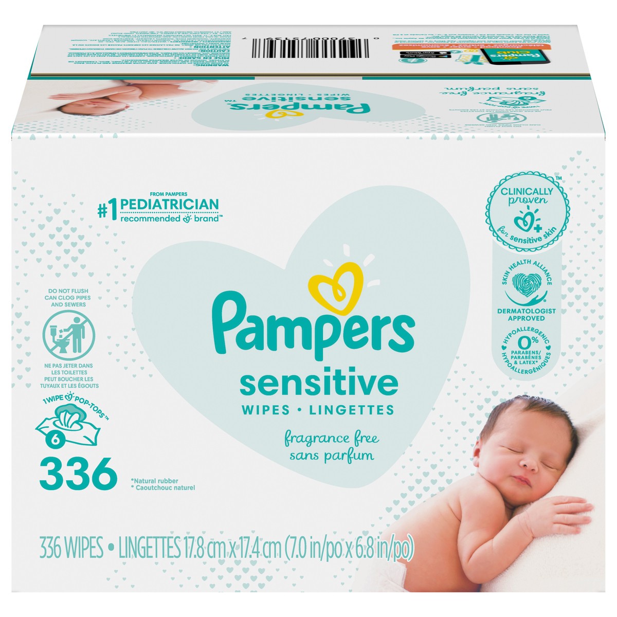 slide 1 of 4, Pampers Baby Wipes Sensitive Perfume Free 6X Pop-Top Packs 336 Count, 336 ct