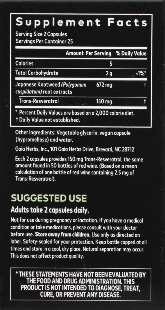 slide 2 of 13, Gaia Herbs Vegan Liquid Phyto-Caps Resveratrol 150 50 ea, 50 ct