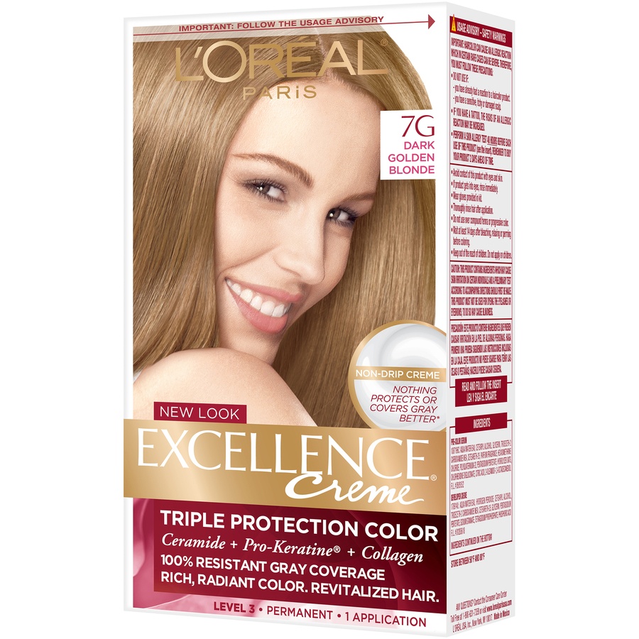 slide 3 of 7, L'Oréal Excellence Non-Drip Crème Dark Golden Blonde, 1 ct