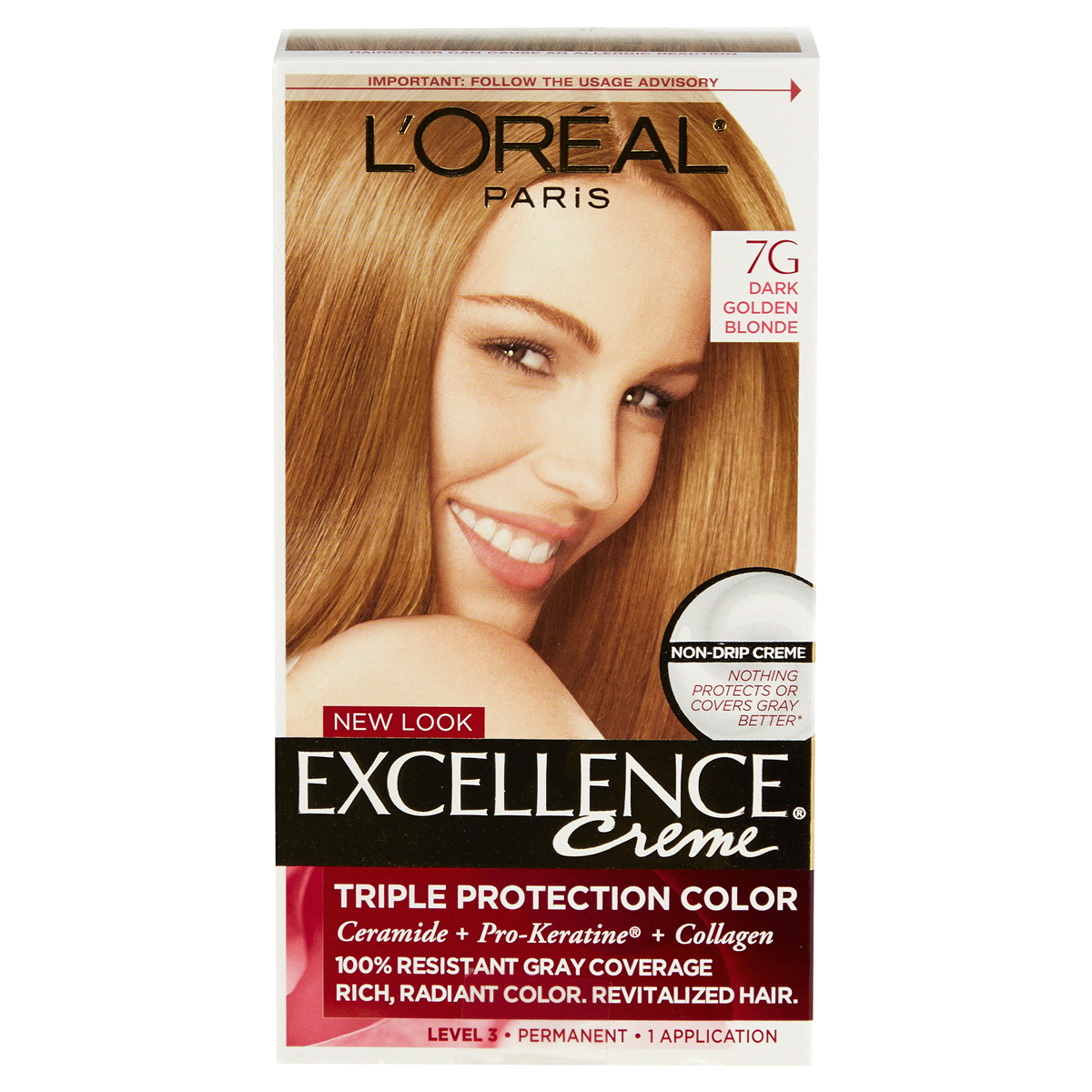 slide 1 of 7, L'Oréal Excellence Non-Drip Crème Dark Golden Blonde, 1 ct
