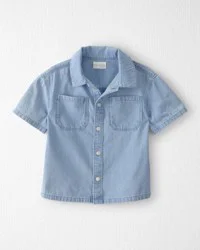 Toddler Boy Organic Cotton Chambray Button-Down Top Spring Ozone Wash 4T