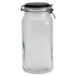 Mason Craft & More Glass Clamp Jar With Black Lid
