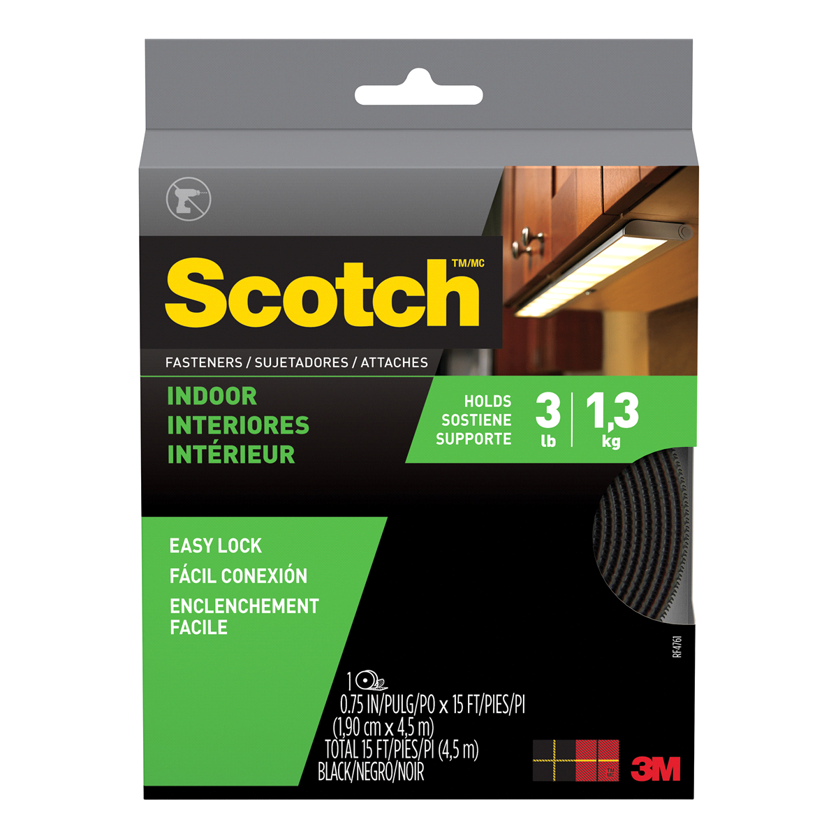 slide 1 of 7, Scotch Indoor Fasteners, Black, 0.75 in x 15 ft