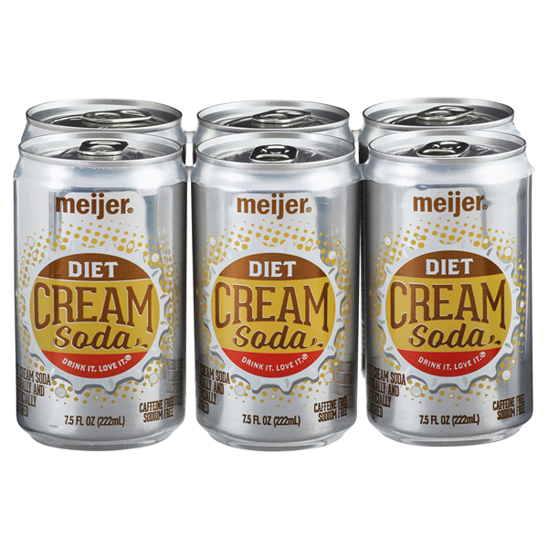 slide 1 of 1, Meijer Diet Cream Soda, 6 ct