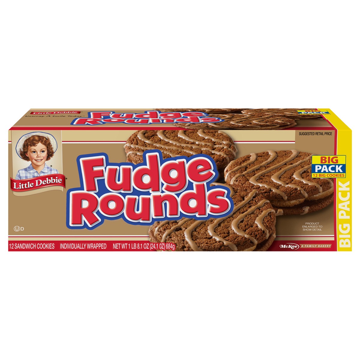 slide 6 of 13, Little Debbie Snack Cakes, Little Debbie Big Pack Fudge Rounds, 12 ct