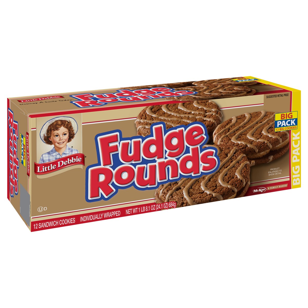 slide 4 of 13, Little Debbie Snack Cakes, Little Debbie Big Pack Fudge Rounds, 12 ct