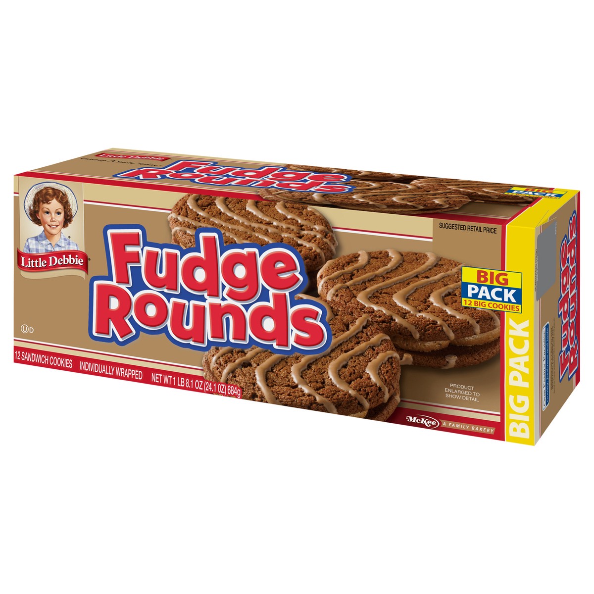 slide 9 of 13, Little Debbie Snack Cakes, Little Debbie Big Pack Fudge Rounds, 12 ct