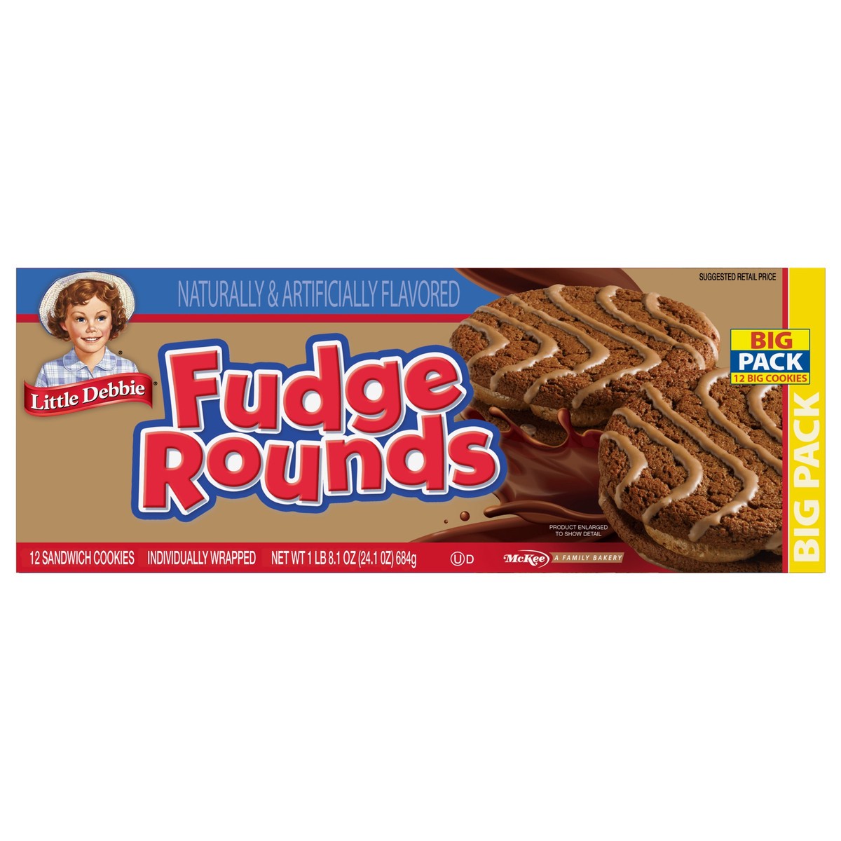 slide 1 of 13, Little Debbie Snack Cakes, Little Debbie Big Pack Fudge Rounds, 12 ct