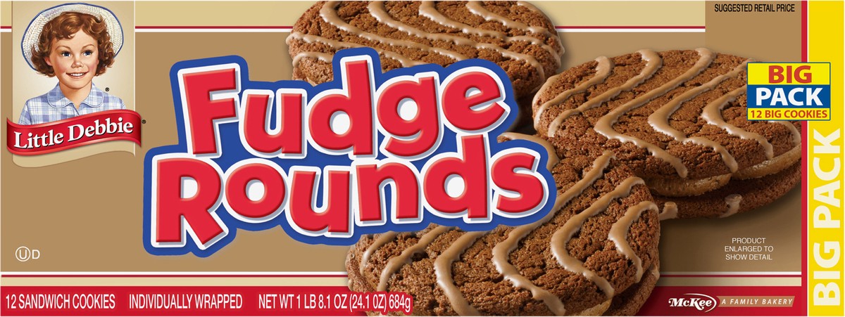 slide 1 of 13, Little Debbie Snack Cakes, Little Debbie Big Pack Fudge Rounds, 12 ct