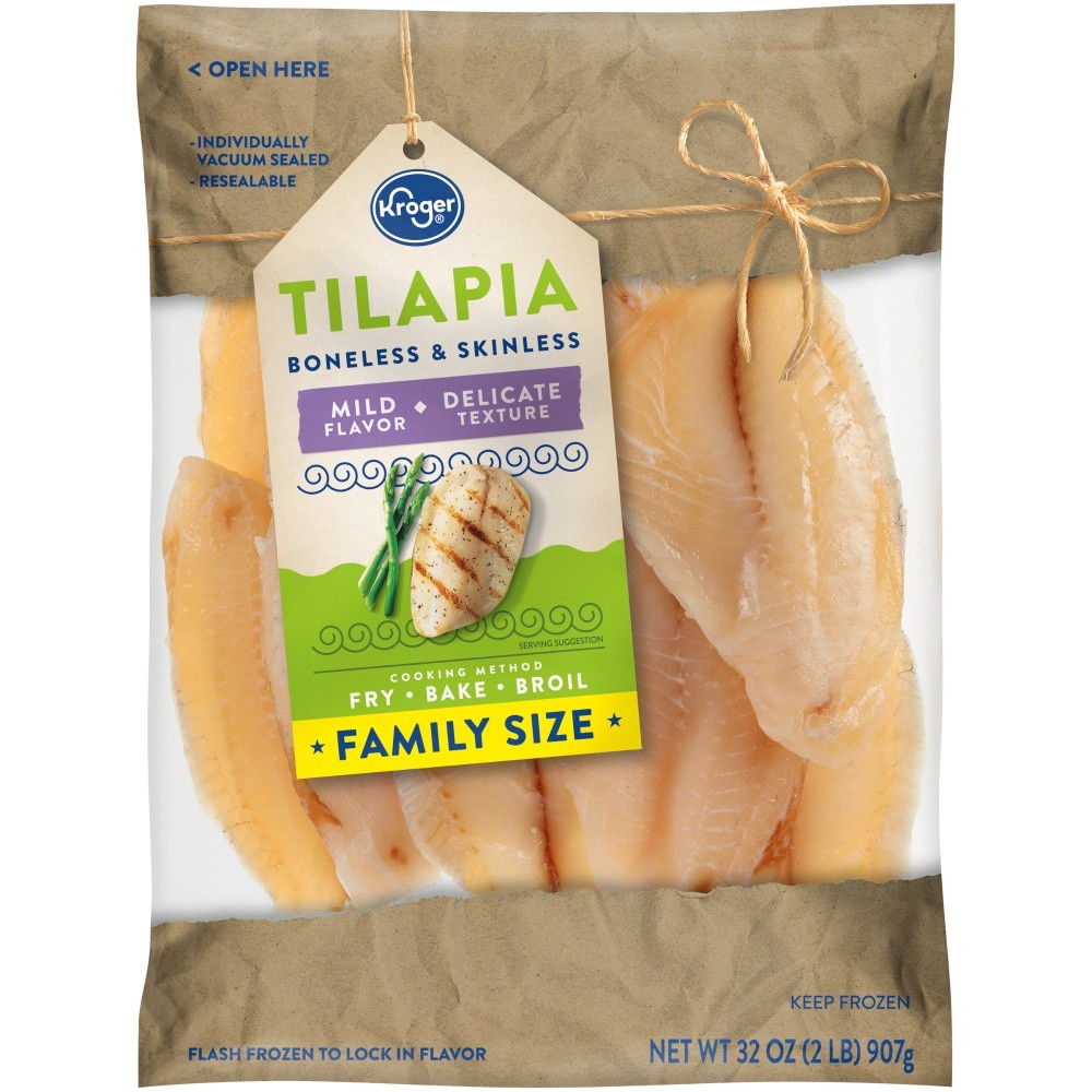 slide 2 of 2, Kroger Family Size Boneless & Skinless Tilapia Fillets, 2 lb