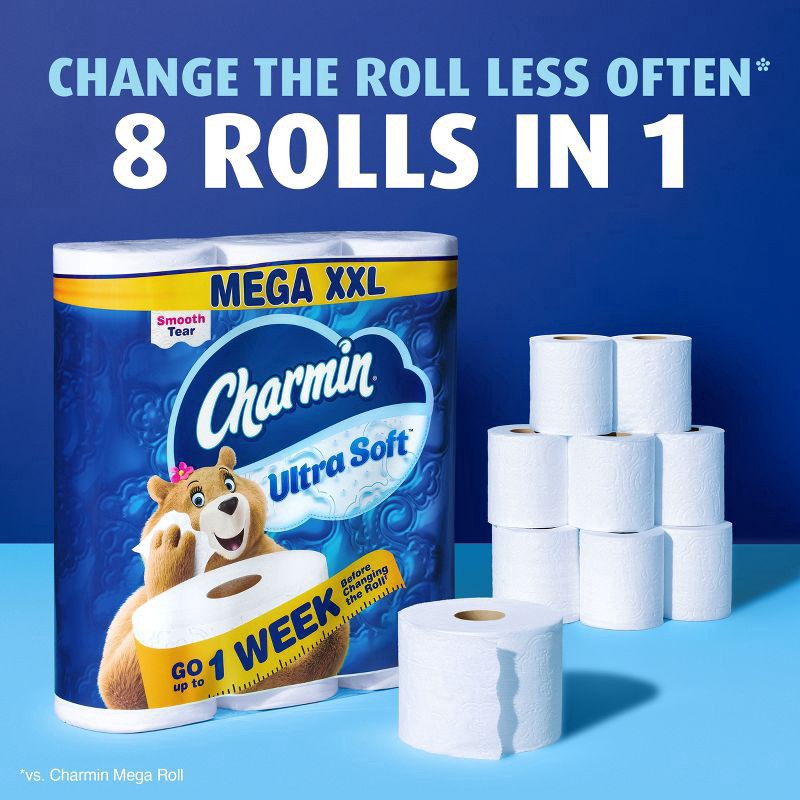 slide 10 of 16, Charmin Ultra Soft Toilet Paper - 12 Mega XXL Rolls, 12 ct