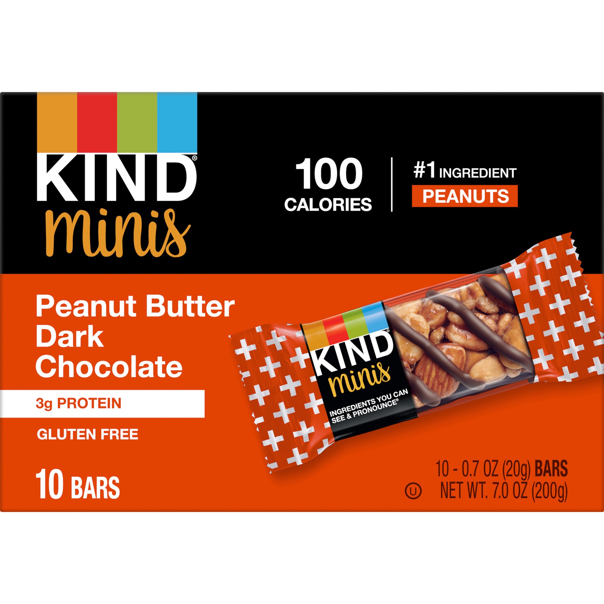 slide 1 of 2, Kind Minis Peanut Butter Dark Chocolate Bars, 0.7 oz, 10 Ct, 10 ct