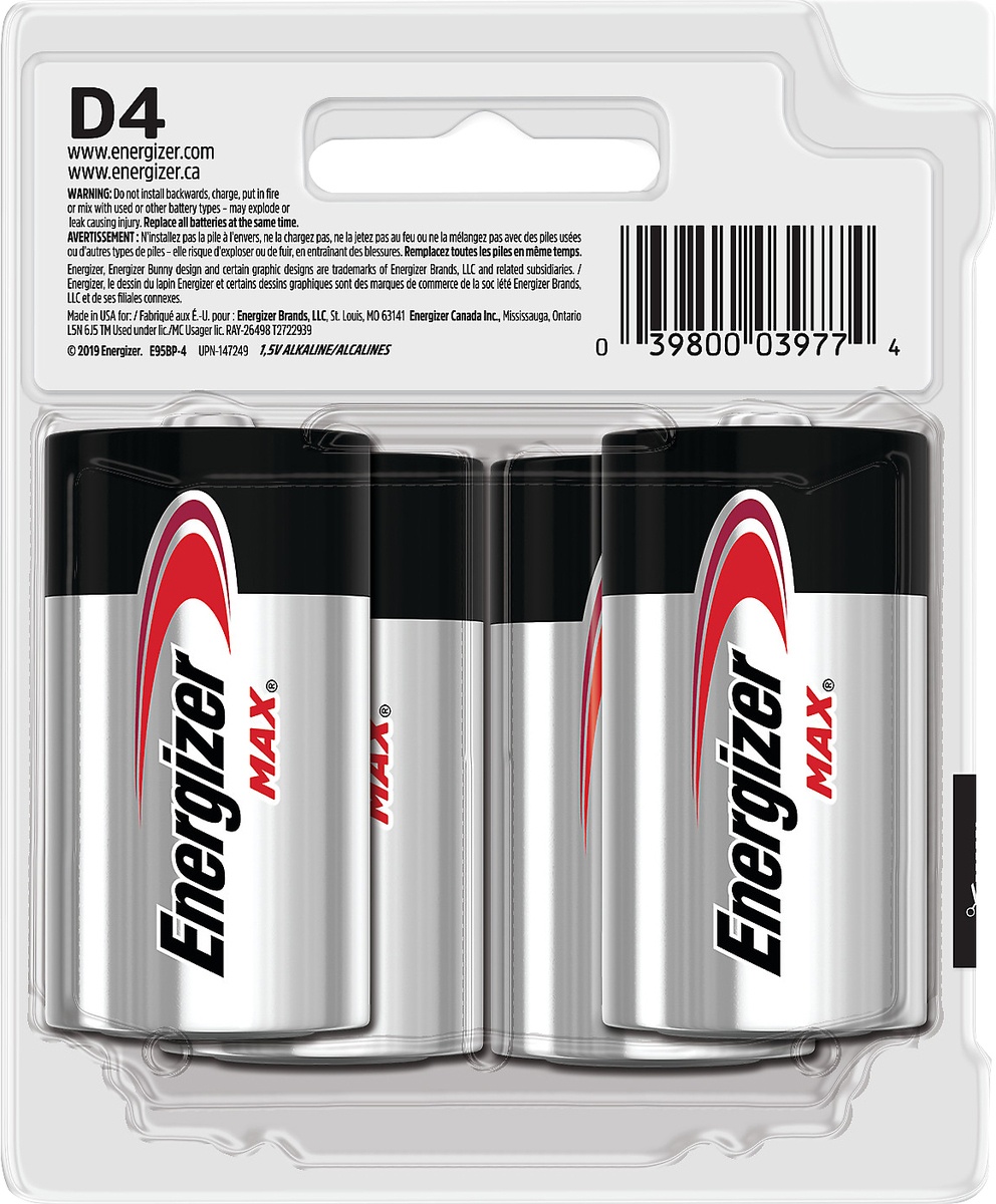 slide 2 of 3, Energizer MAX D Cell Alkaline Batteries - 4 Count, 4 ct