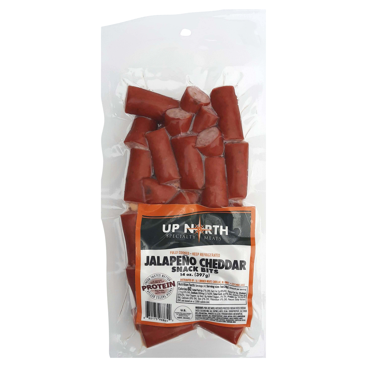 slide 1 of 1, OTHER-NATIONAL Up North Jalapeno Cheddar Meat Bits, 14 oz, 14 oz