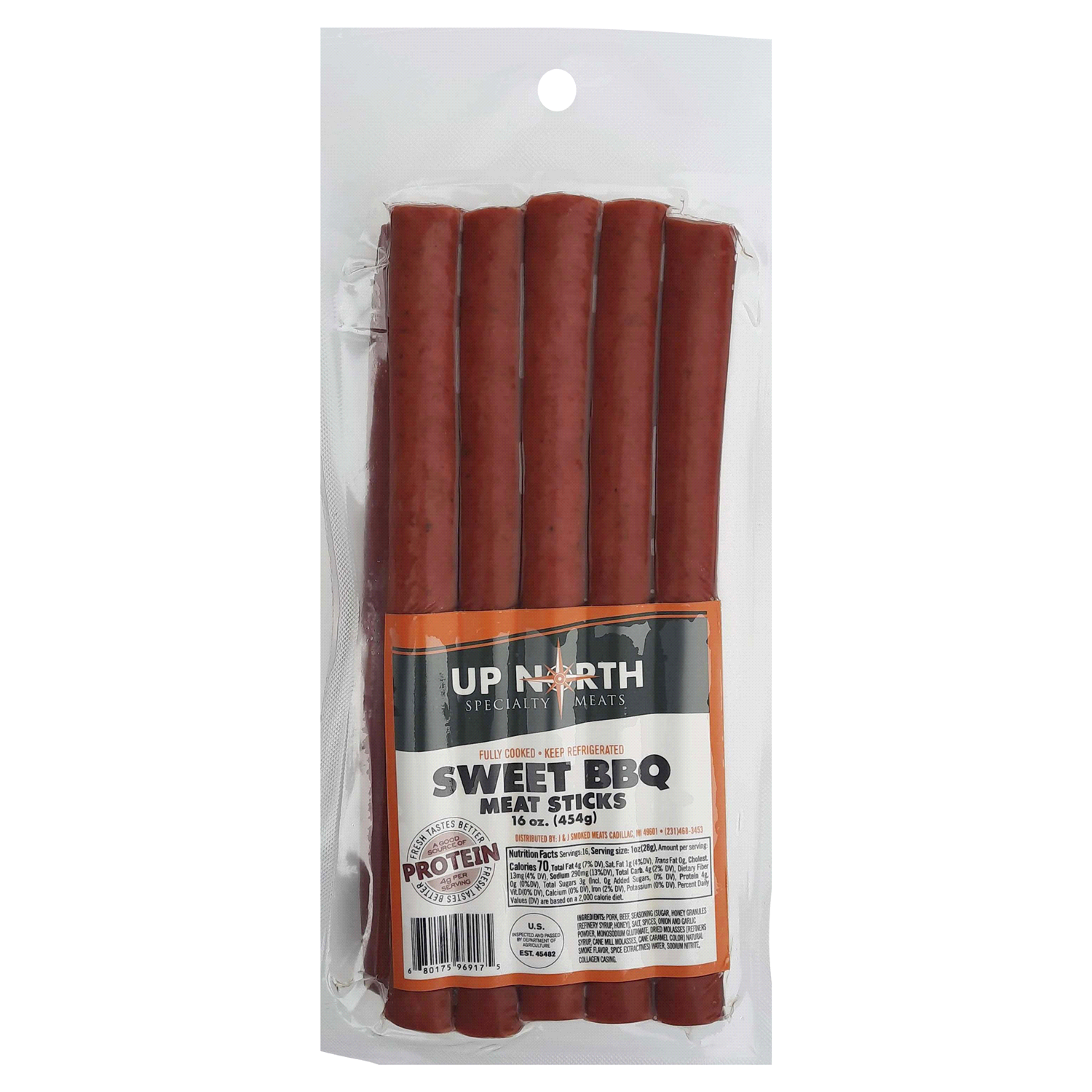 slide 1 of 1, OTHER-NATIONAL Up North Sweet BBQ Meat Sticks, 16 oz, 16 oz