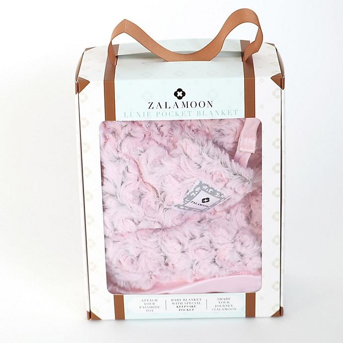 slide 6 of 9, Zalamoon Plush Luxie Pocket Blanket with Pocket Holder for Pacifier or Toy - Blush, 1 ct