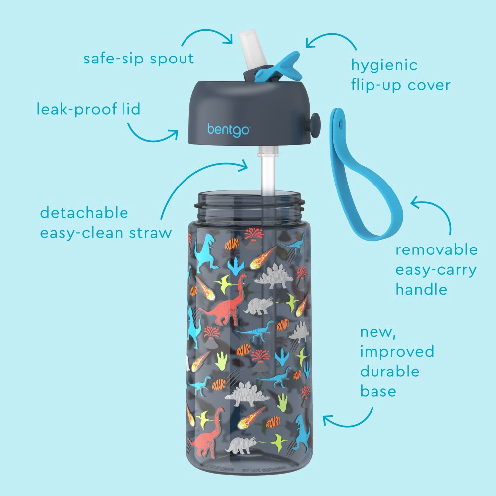 slide 3 of 3, Bentgo Dino And Fossils Kids Water Bottle, 2 ct