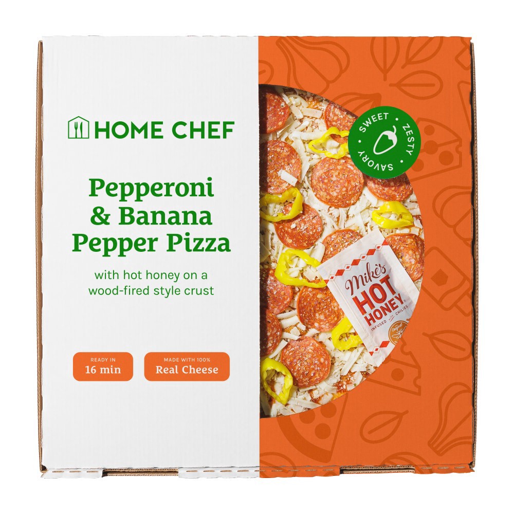 slide 1 of 4, Home Chef Pepperoni & Banana Pepper pizza, 23.1 oz