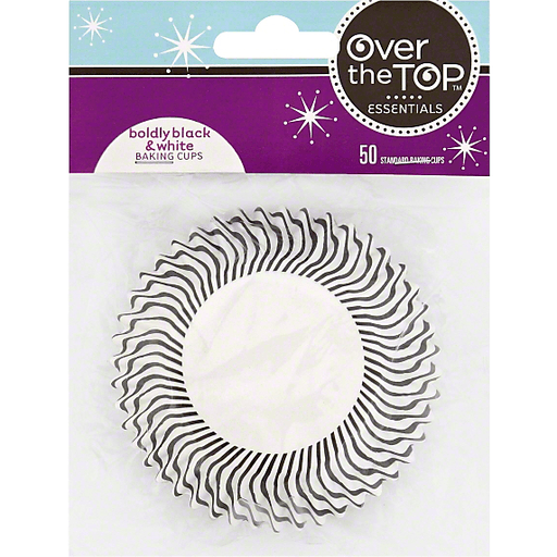 slide 3 of 3, Over The Top Essentials Baking Cups, Standard, Boldly Black & White, 50 ct