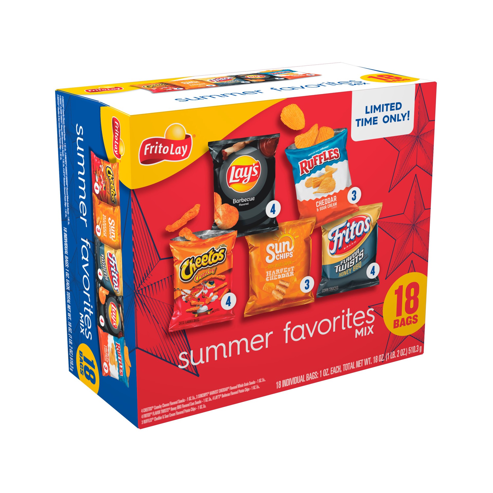 slide 1 of 1, Frito Lay Summer Favorites Varity Pack Box - 18 Count, 18 oz