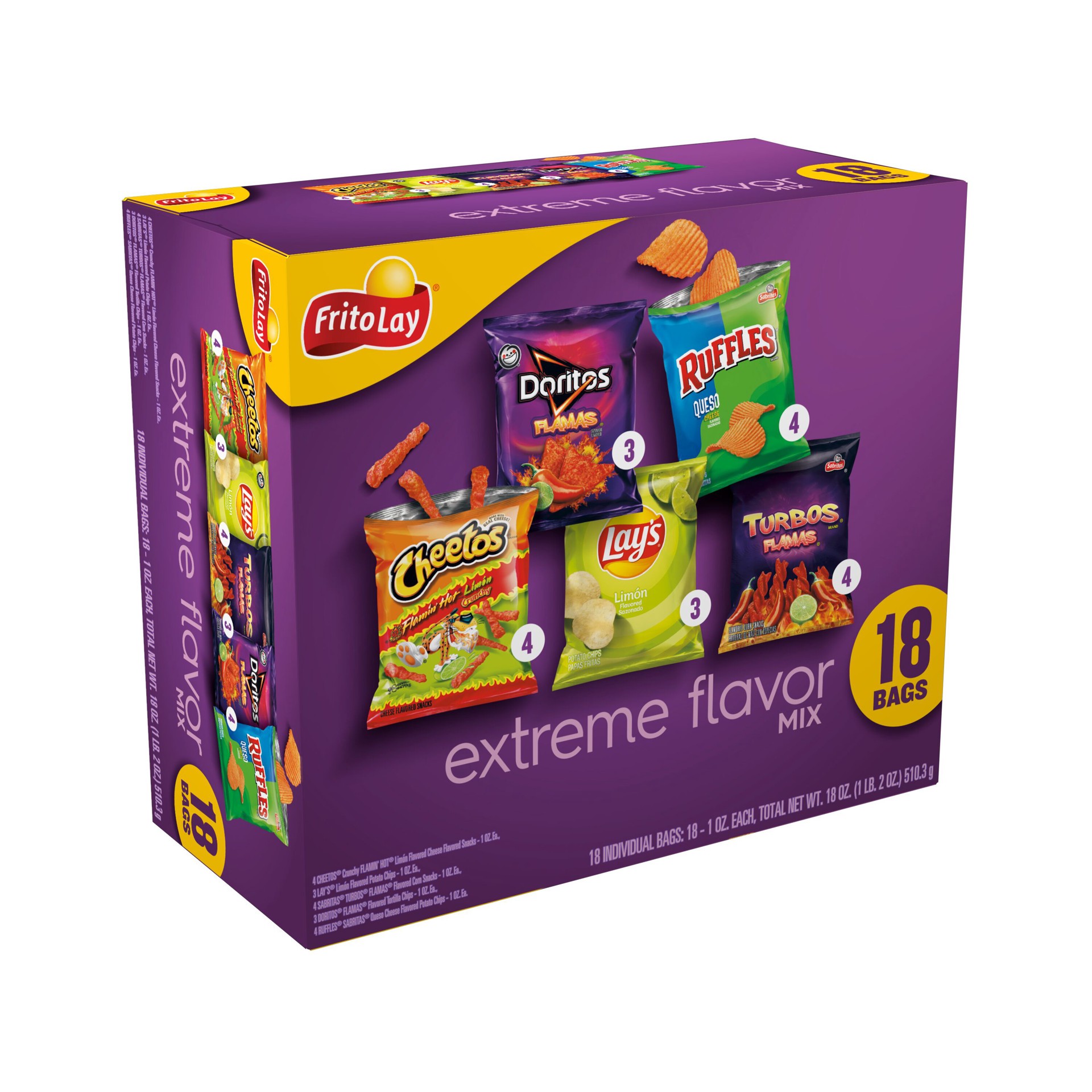 slide 1 of 1, Frito Lay Variety Pack Extreme Flavor Mix - 18 Count, 18 oz