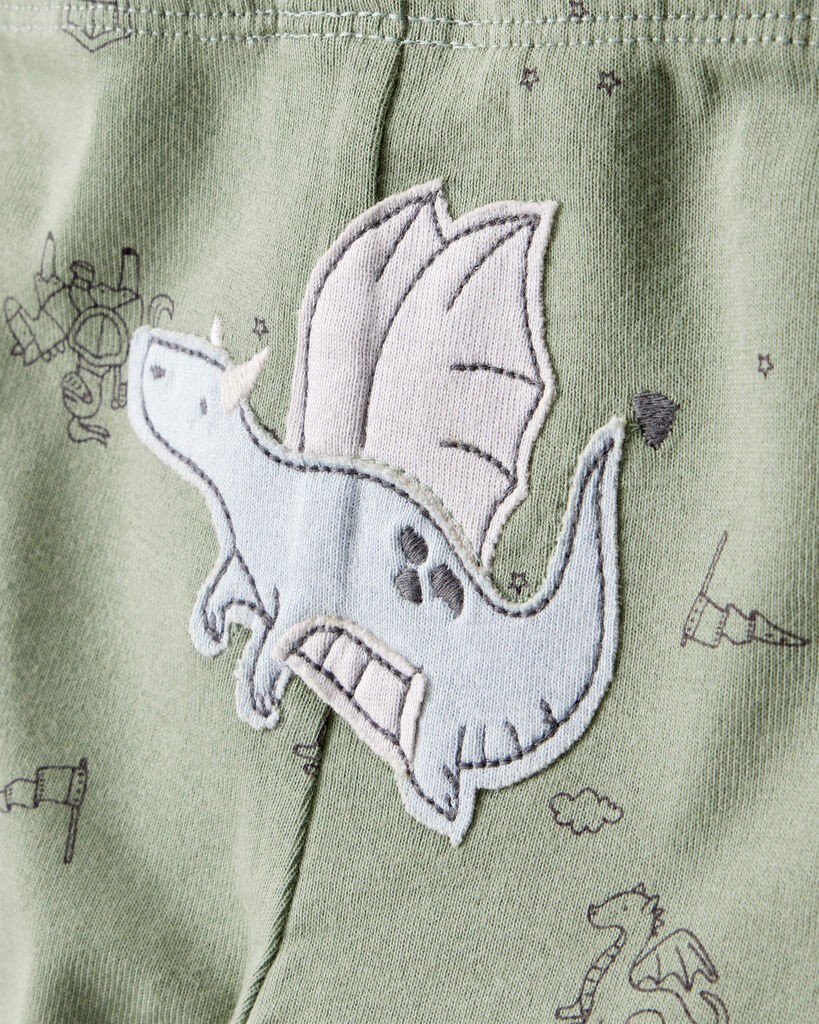 slide 3 of 5, Carter's Carters Baby Boy Dragon Print Cotton Long-Sleeve Bodysuit & Pant Set - Green/White Green/White 6M, 1 ct