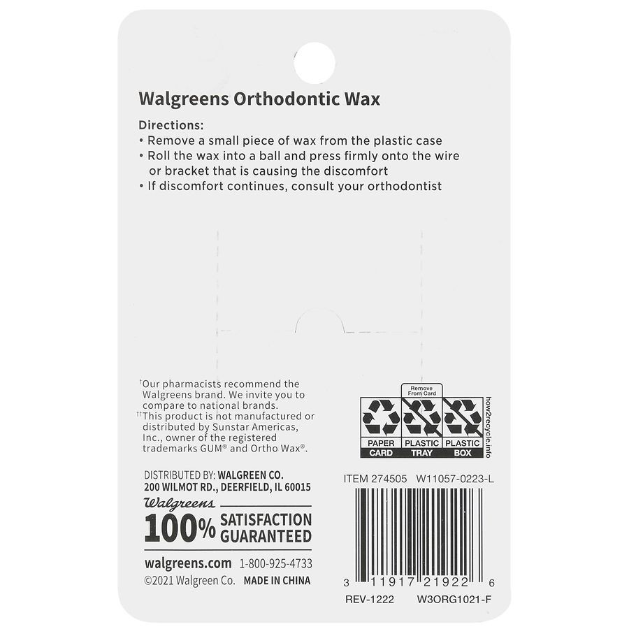 slide 2 of 5, Walgreens Orthodontic Wax Mint, 2 ct