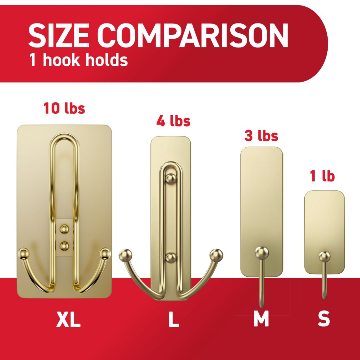 slide 3 of 4, 3M Command General Purpose Triple Hook, Satin Brass, Extra Large, 1 ct