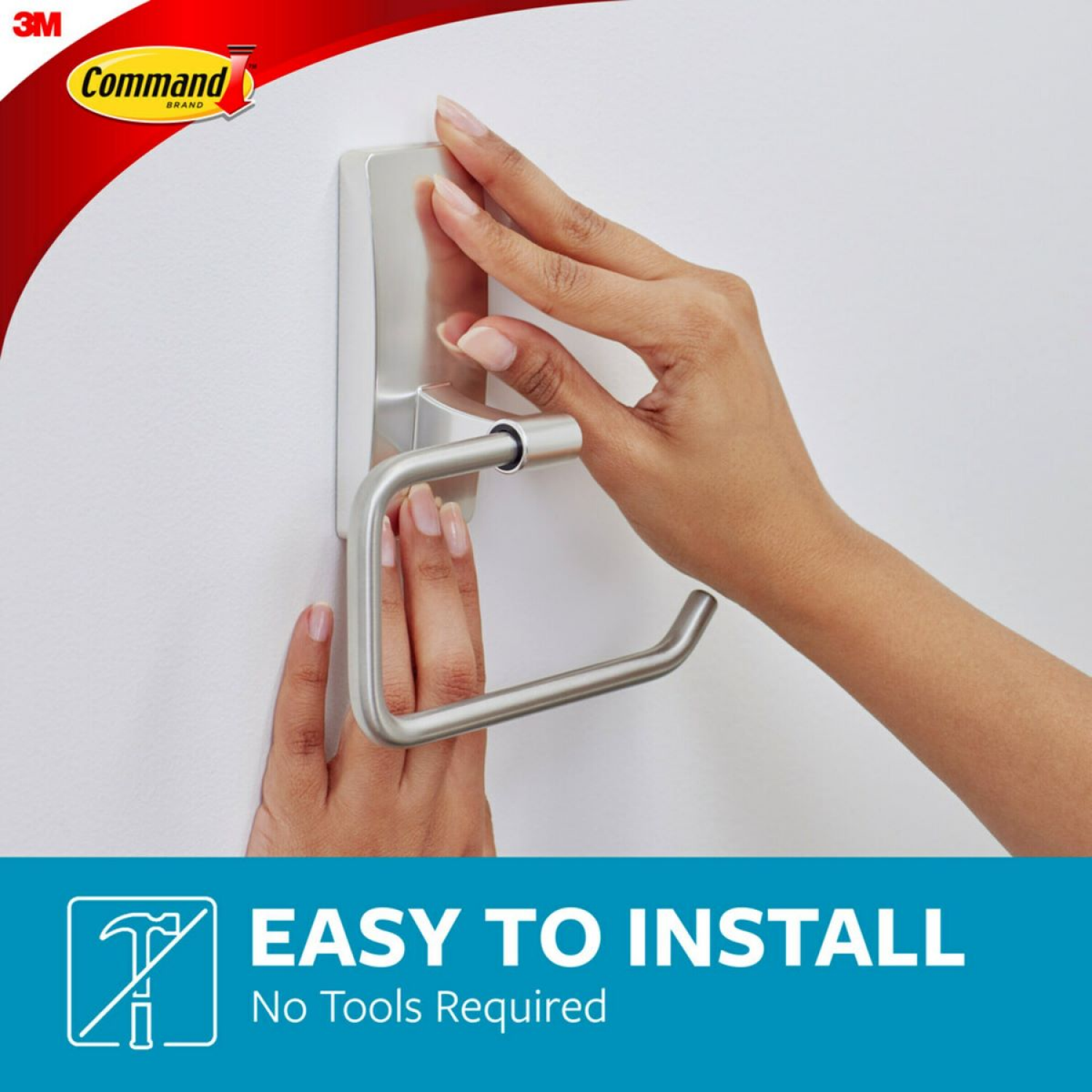 slide 3 of 4, 3M Command Bath Toilet Paper Holder Satin Nickel, 1 ct